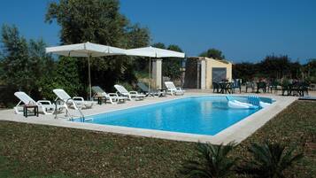 Outdoor pool, pool loungers