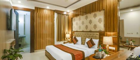 Deluxe-Doppelzimmer, 1 King-Bett, barrierefrei, Raucher | 1 Schlafzimmer, Bettwäsche aus ägyptischer Baumwolle