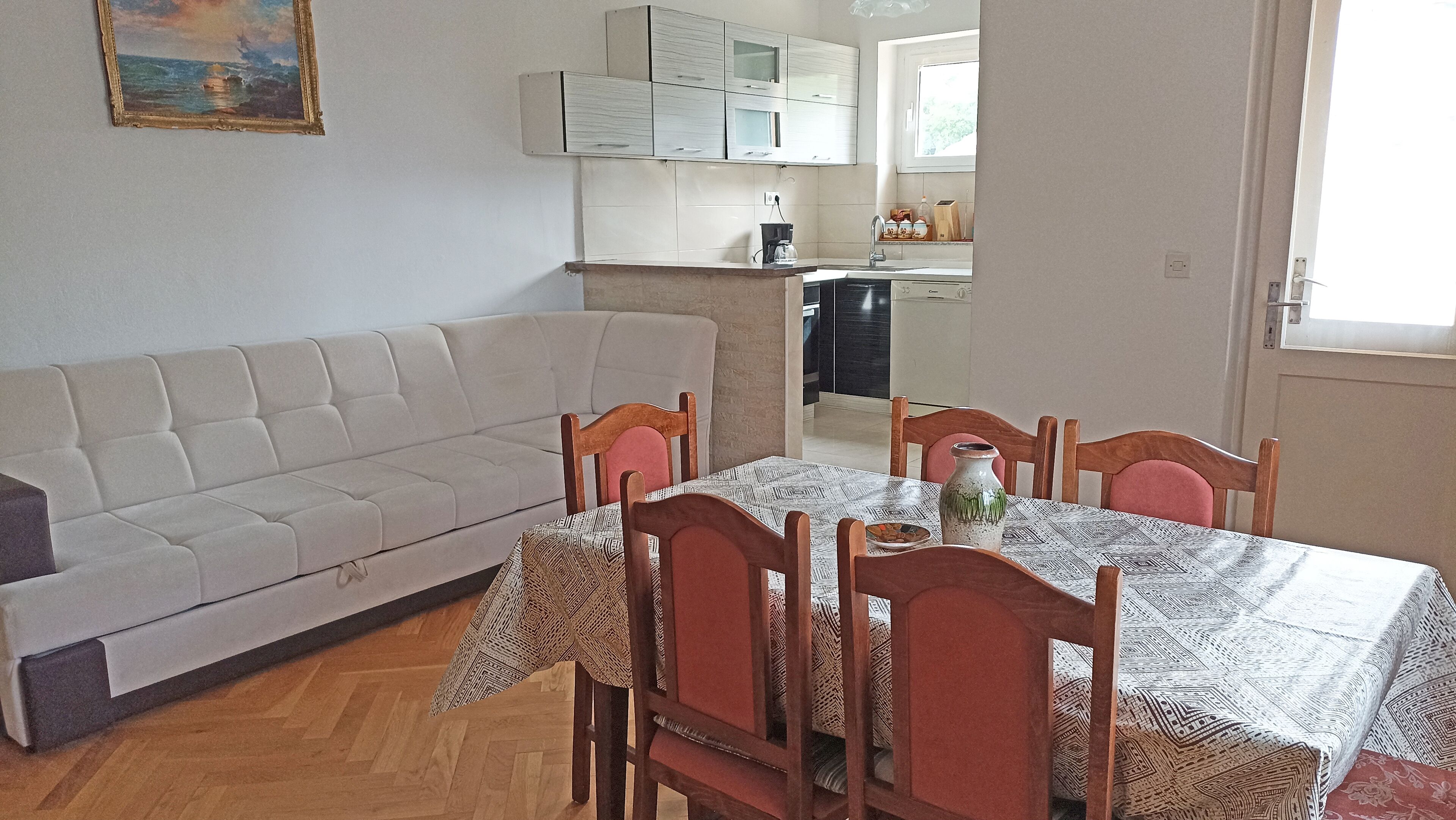 three bedroom apartment | living area | lcd tv