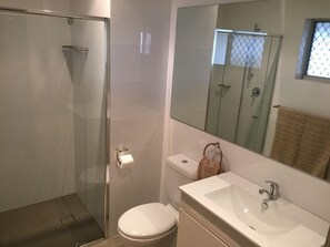 Combined shower/tub, hair dryer, towels, soap - Molly's On Mount View (Cessnock)