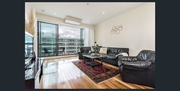 Flat-screen TV, DVD player