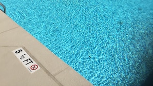 A clear blue pool with lane markers, a no diving sign, and a 5 1/2 ft depth indicator. - Check This One Out! Best Location-Quiet And Nice Wide Beach-Direct Ocean Front (Myrtle Beach)