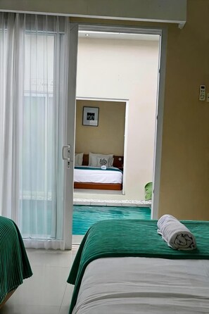 Lyxvilla - 2 sovrum - icke-rökare - utsikt mot poolen | 2 sovrum, ljudisolering och sängkläder