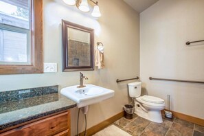 Hair dryer, towels, soap