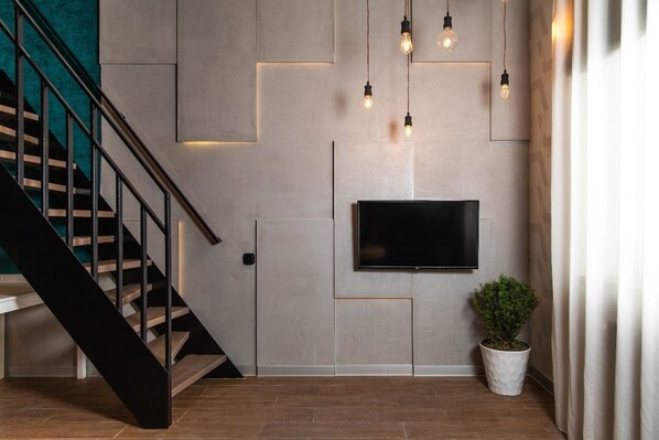 Design-Loft, 1 Schlafzimmer | 1 Schlafzimmer, hochwertige Bettwaren, Schreibtisch