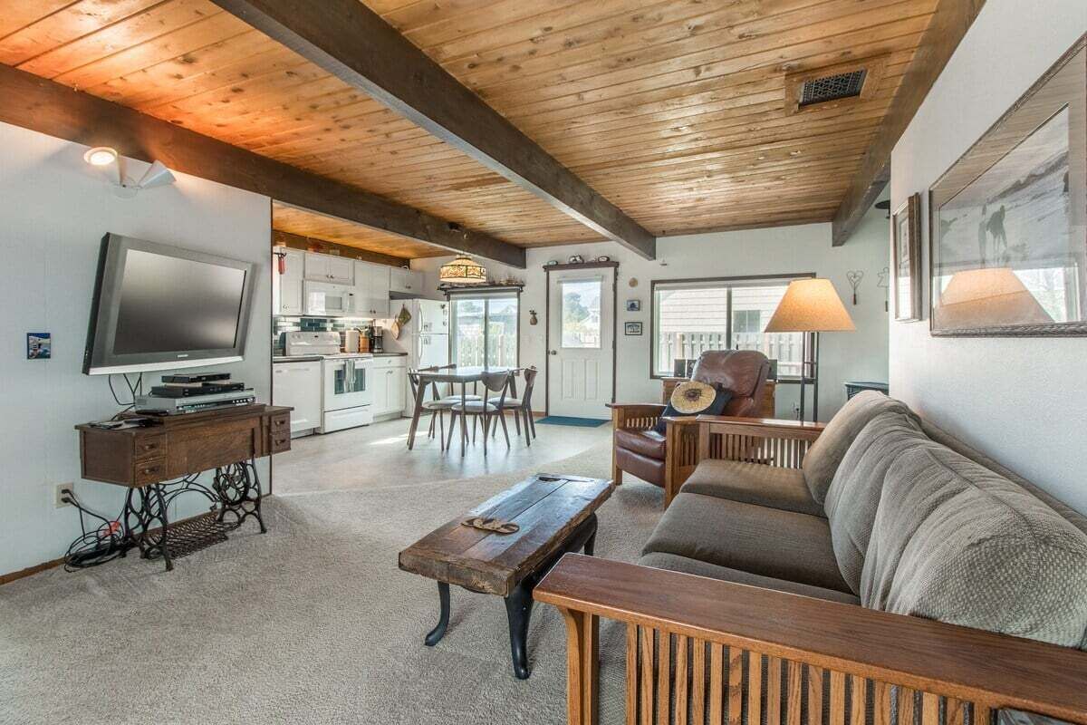 TV, fireplace, books