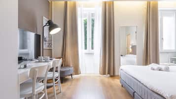 Premium bedding, down duvets, memory-foam beds, in-room safe