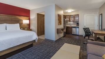 Premium bedding, pillow-top beds, desk, laptop workspace