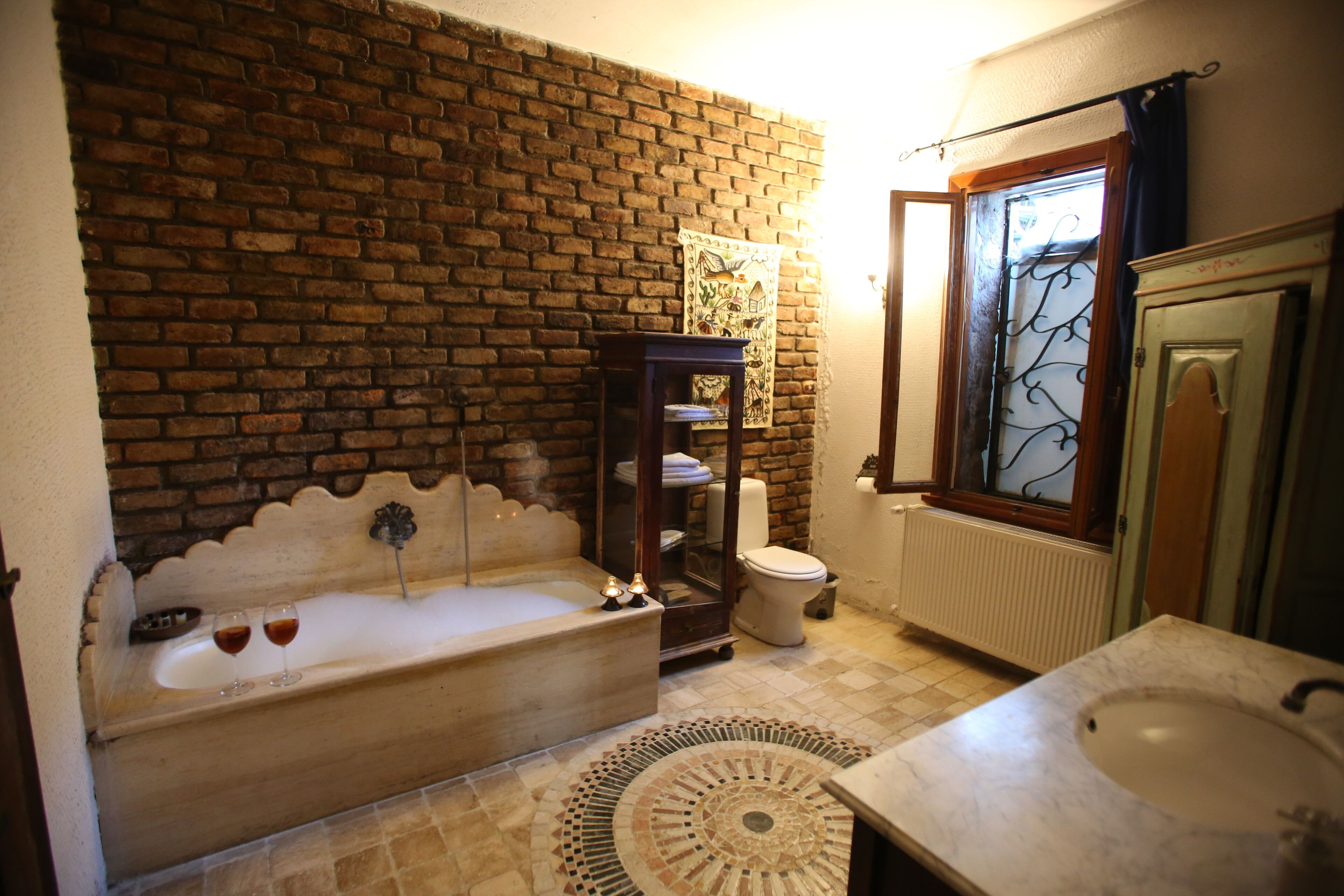 free toiletries, hair dryer, slippers, towels