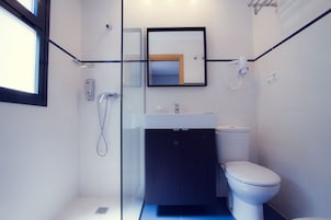 Shower, free toiletries, hair dryer, bidet