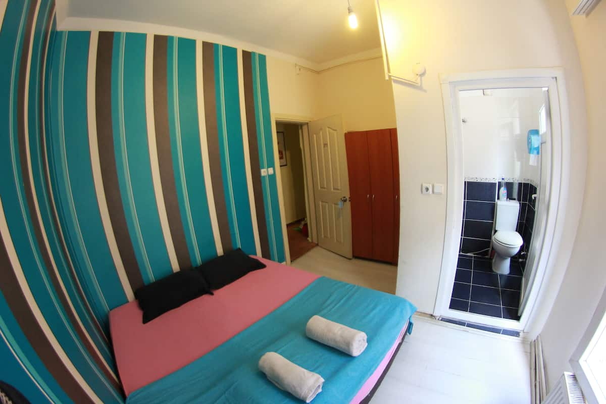 Habitación, 1 cama matrimonial | Escritorio, tabla de planchar con plancha, wifi gratis y ropa de cama