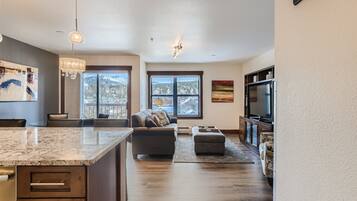 TV, DVD player, video library