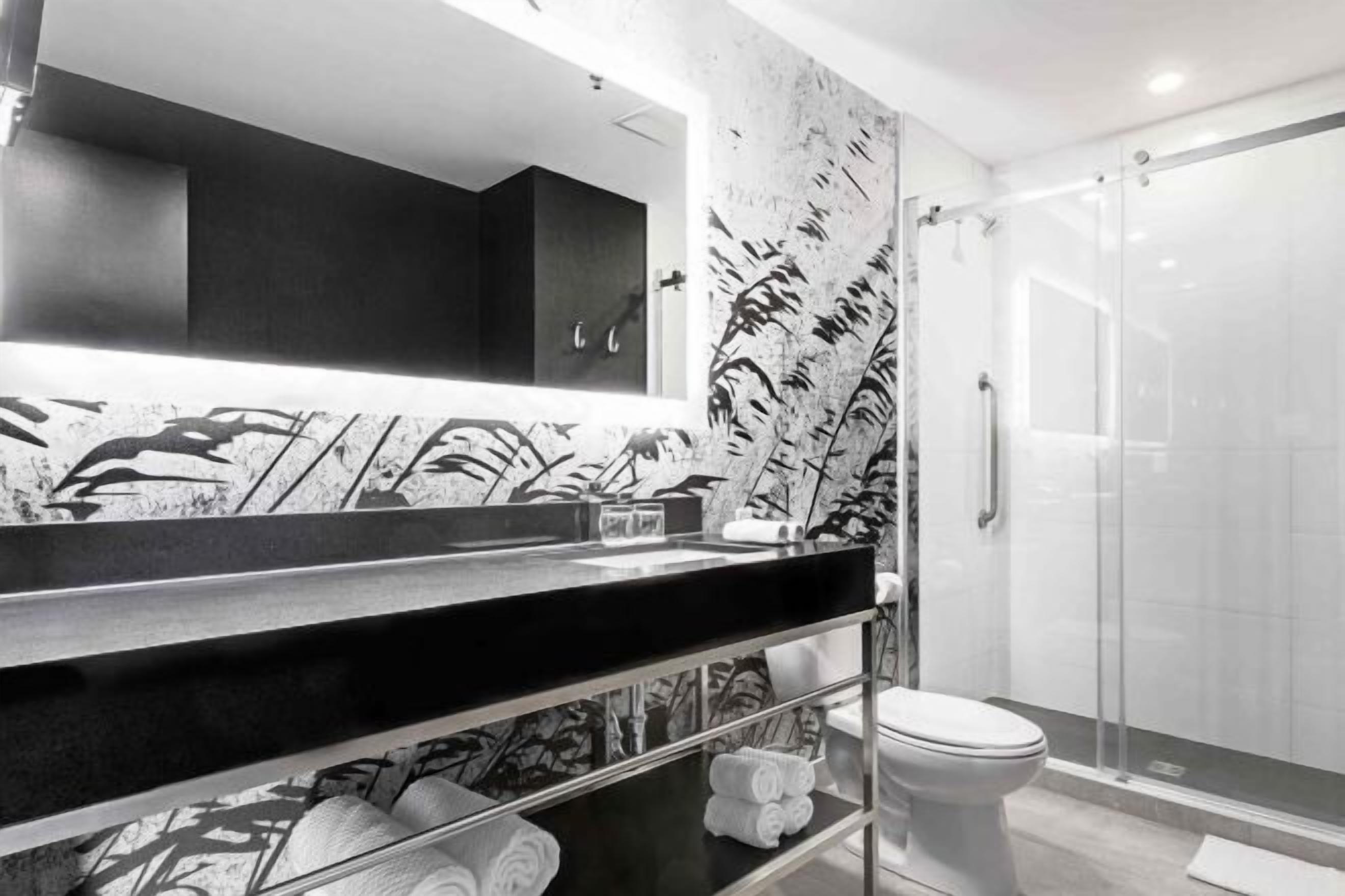 Hydromassage showerhead, eco-friendly toiletries, hair dryer, towels