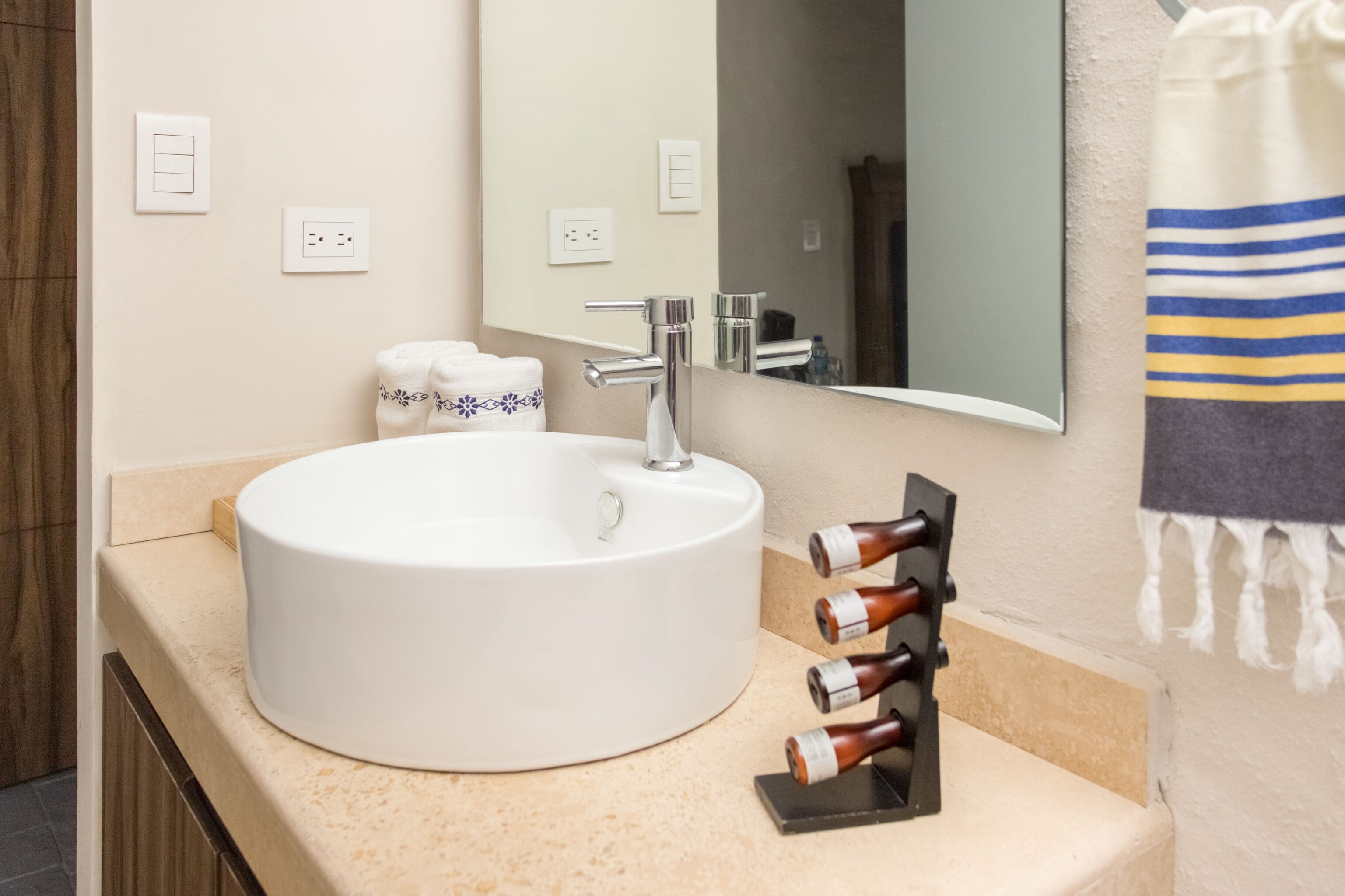 free toiletries, hair dryer, bathrobes, towels