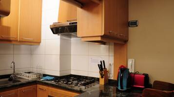 Full-size fridge, microwave, oven, stovetop