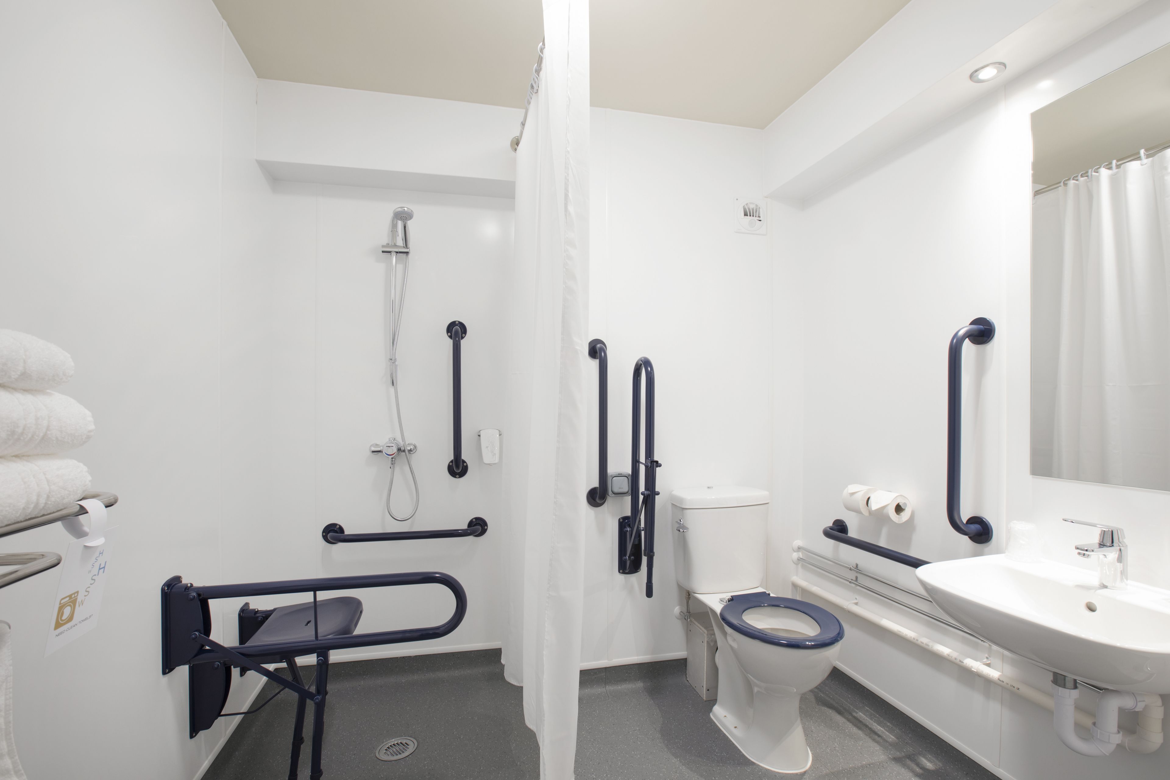 double or twin room, accessible | bathroom | shower, free toiletries, hair dryer, towels