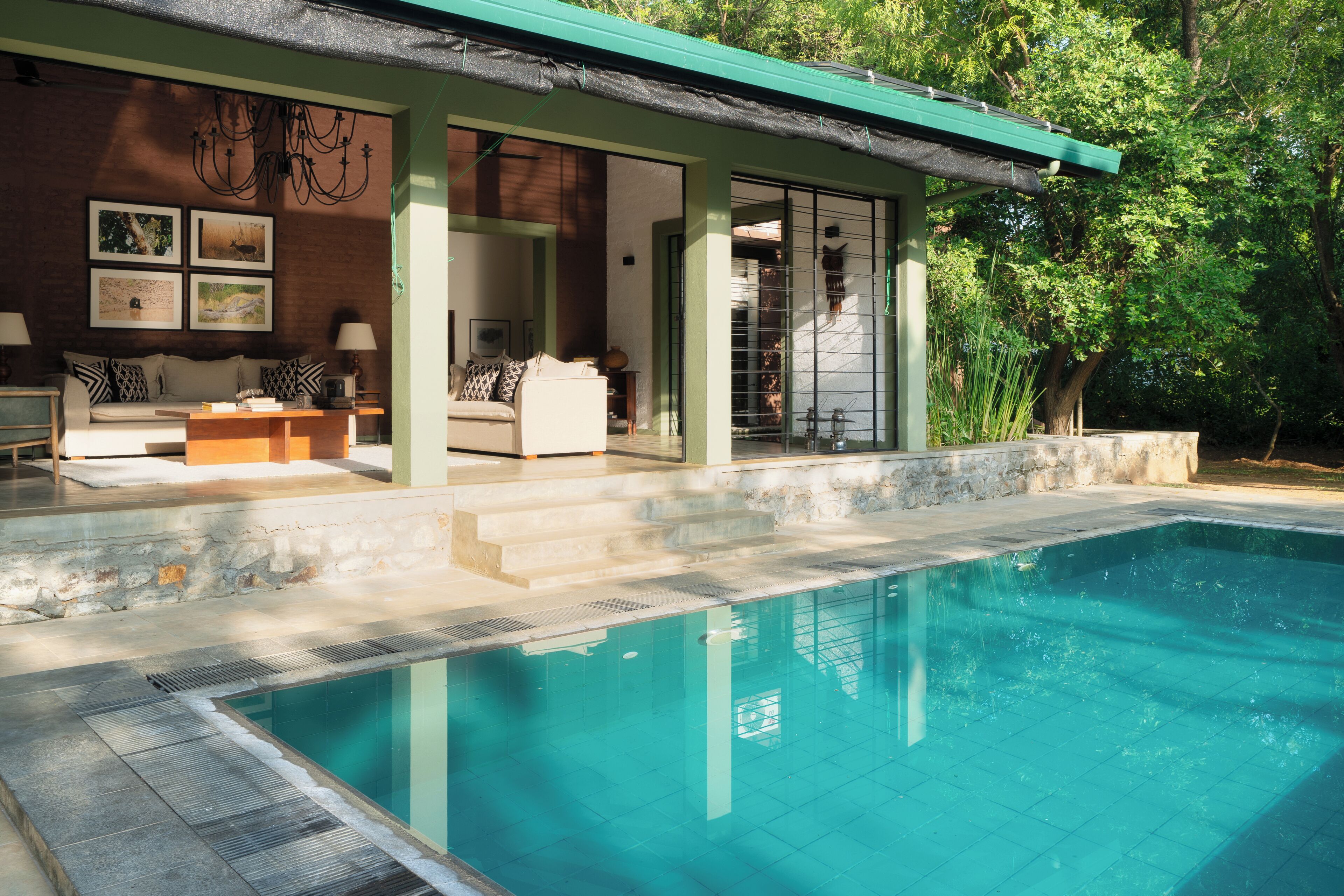 Outdoor pool, pool loungers