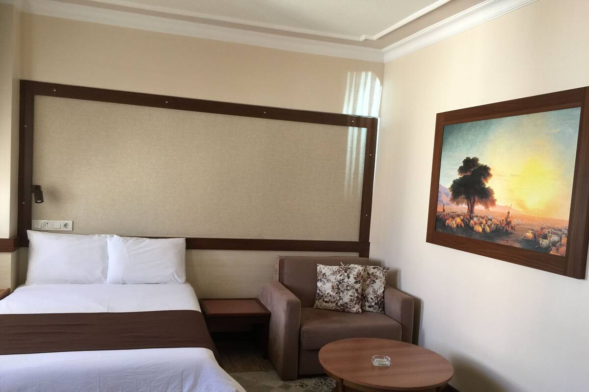 Premium bedding, minibar, desk, laptop workspace