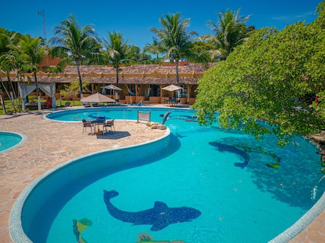 Outdoor pool, open 10:00 AM to 8:00 PM, pool umbrellas, sun loungers