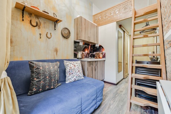 Duplex Standard (Studio 1 ) | Individuell inredning, strykjärn/strykbräda, gratis wi-fi och sängkläder