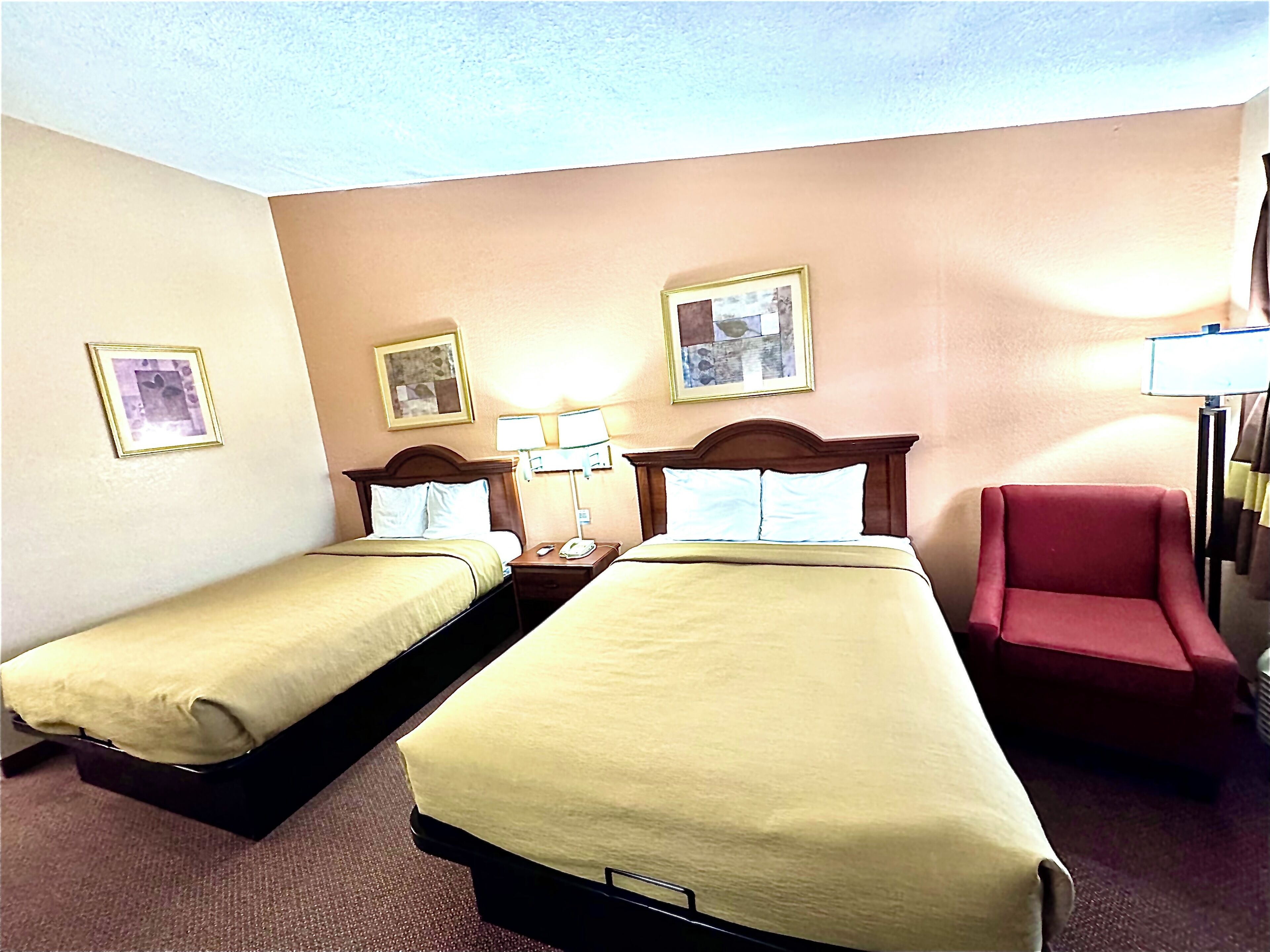 Blackout curtains, iron/ironing board, rollaway beds, free WiFi