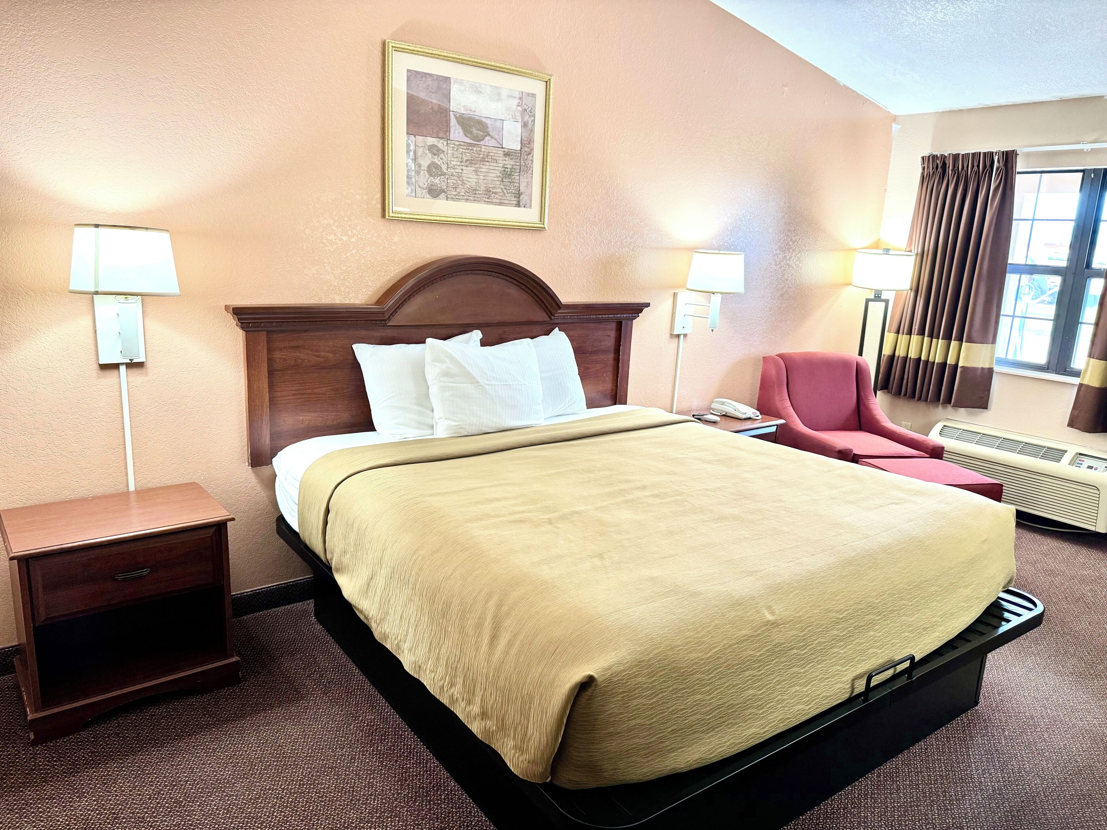 Blackout curtains, iron/ironing board, rollaway beds, free WiFi