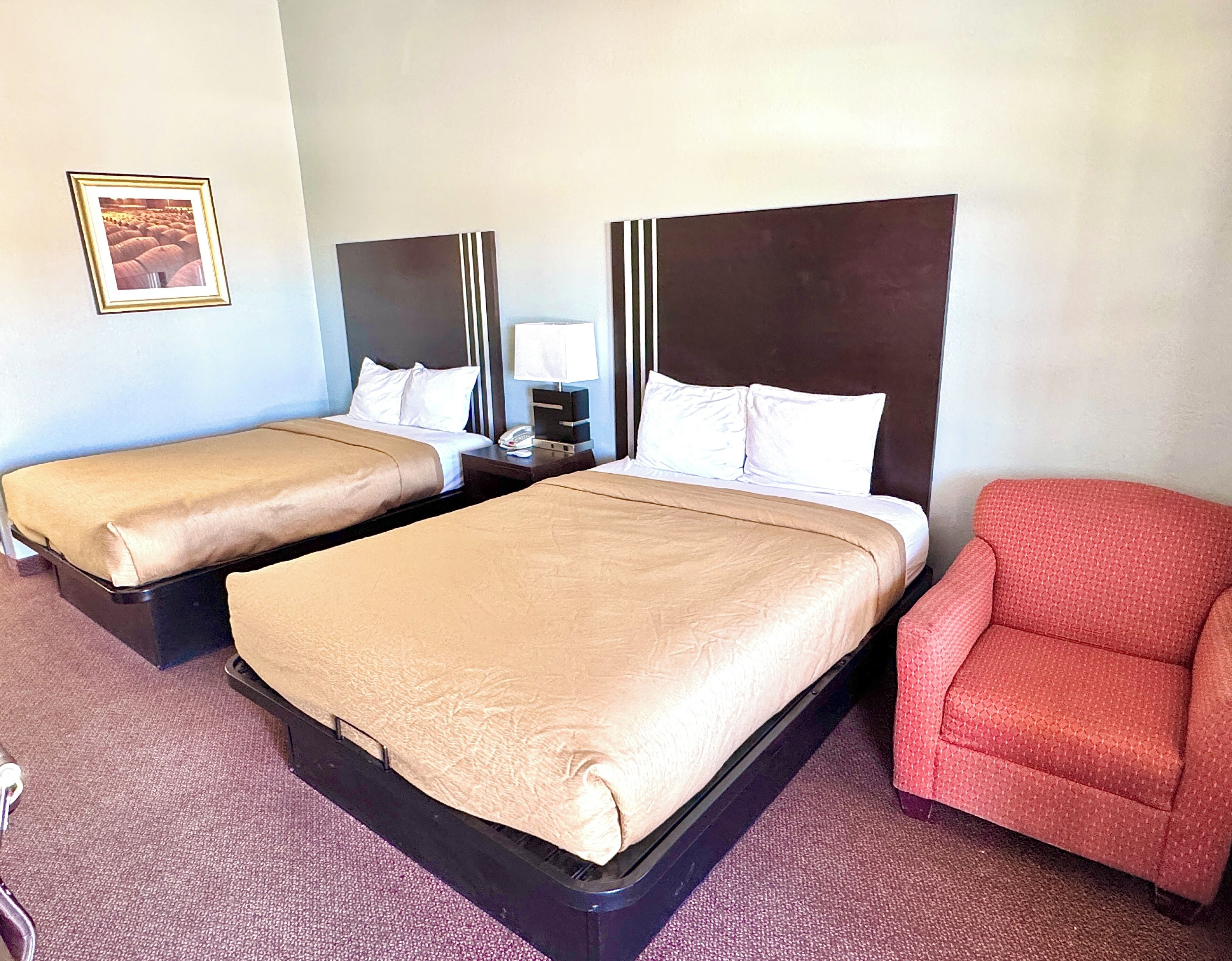 Blackout curtains, iron/ironing board, rollaway beds, free WiFi