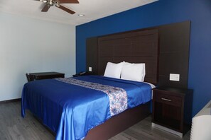 Desk, free WiFi, bed sheets