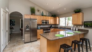 Exclusive Villa, 4 Bedrooms, Non Smoking, Private Pool | Private kitchen | Coffee/tea maker, full-sized fridge, microwave, stovetop - 4 Bedroom Sanctuary (Scottsdale)