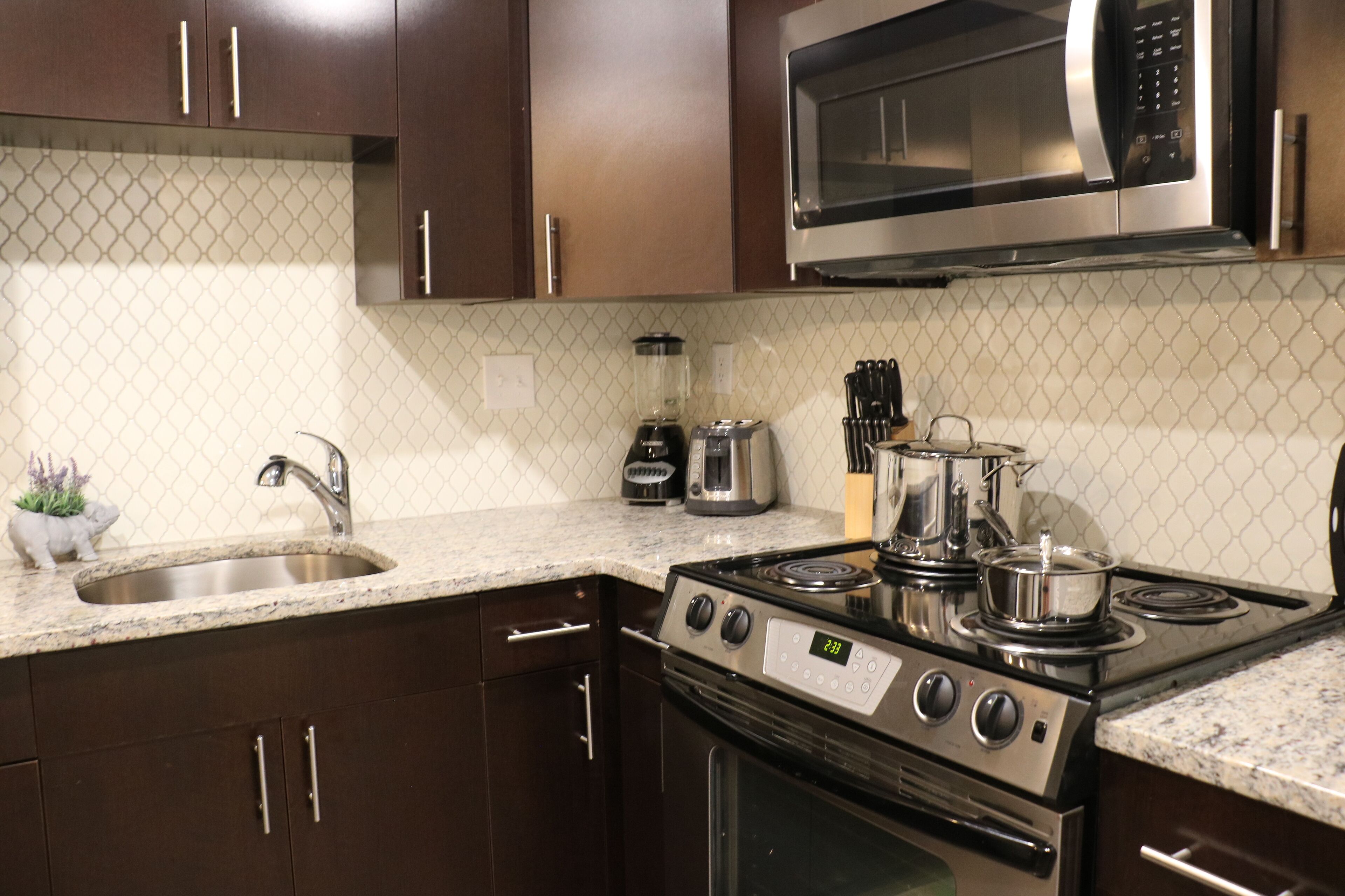 luxury apartment, 1 bedroom, non smoking, kitchen | private kitchen | full-sized fridge, microwave, oven, stovetop