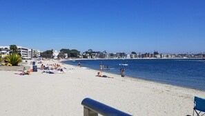 On the beach, beach towels