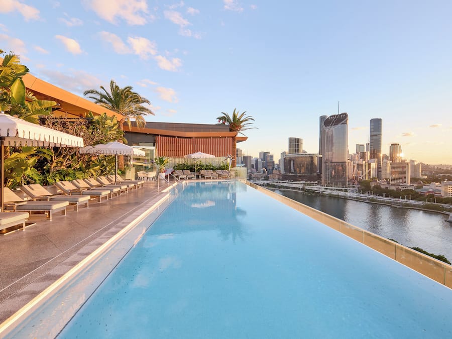 Outdoor pool, sun loungers