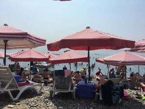 靠近海滩、黑沙