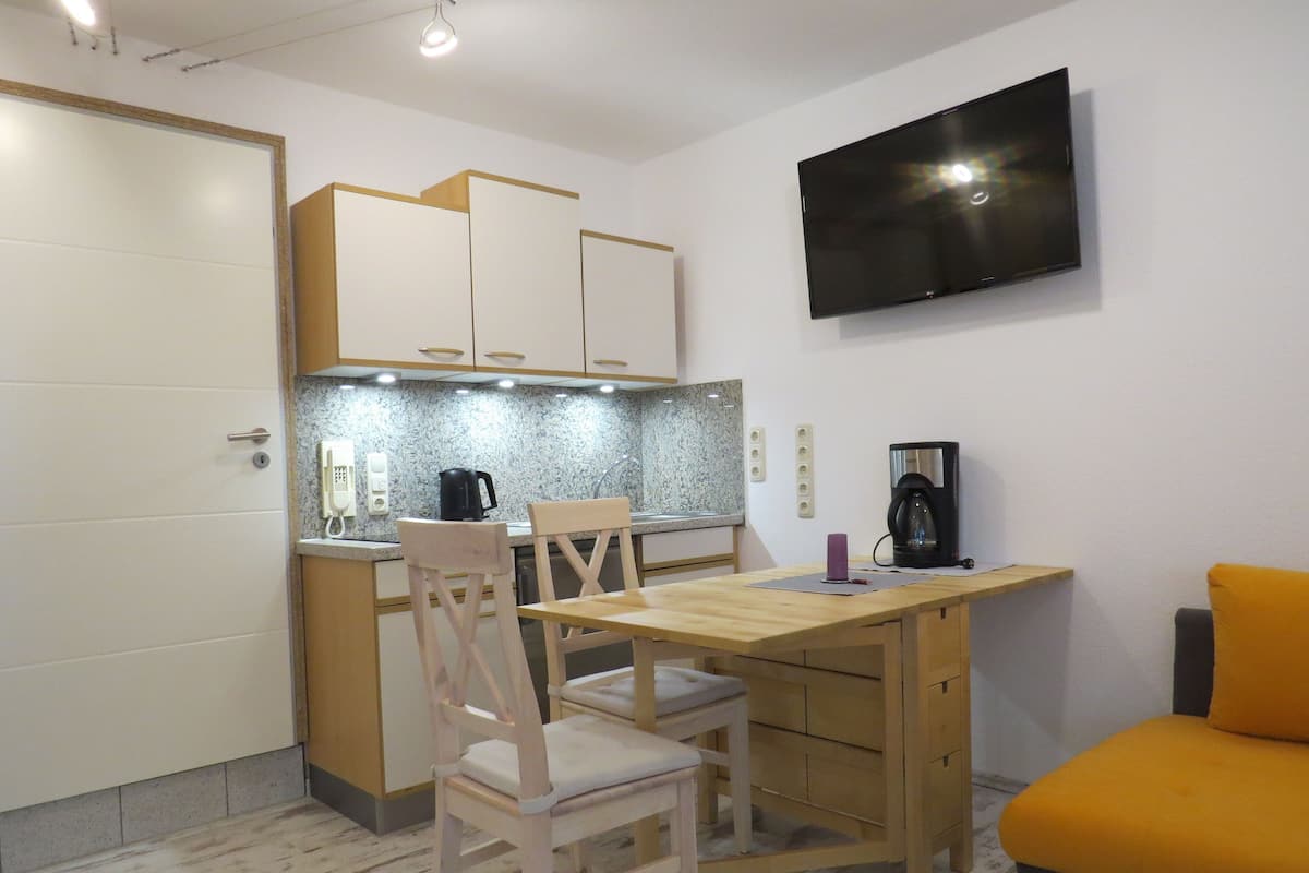 Basic Apartment, Private Bathroom | Private kitchenette | Fridge, microwave, oven, stovetop