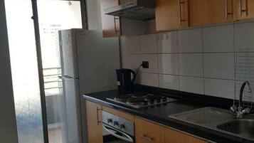 Full-sized fridge, microwave, coffee/tea maker