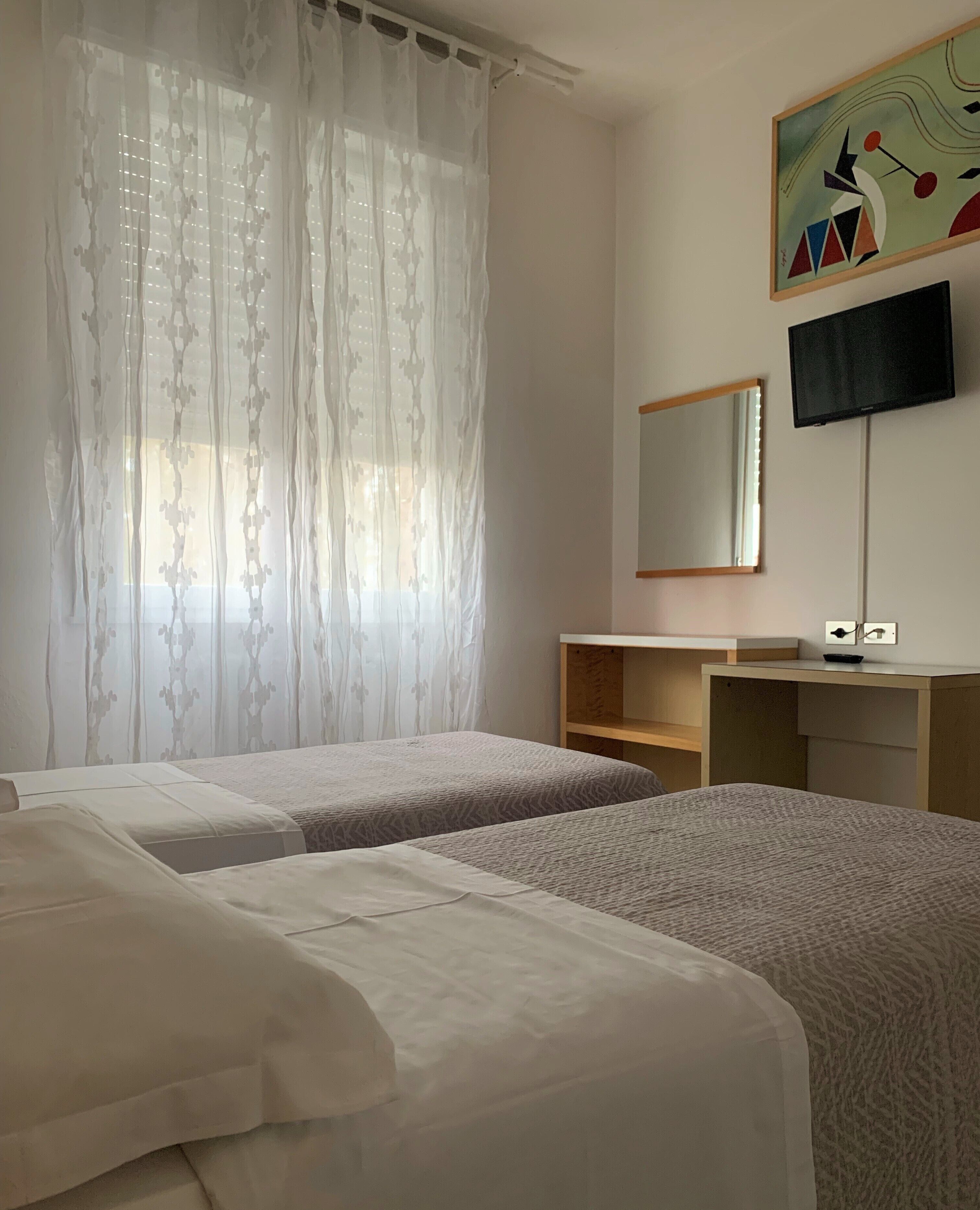 Desk, free WiFi, bed sheets