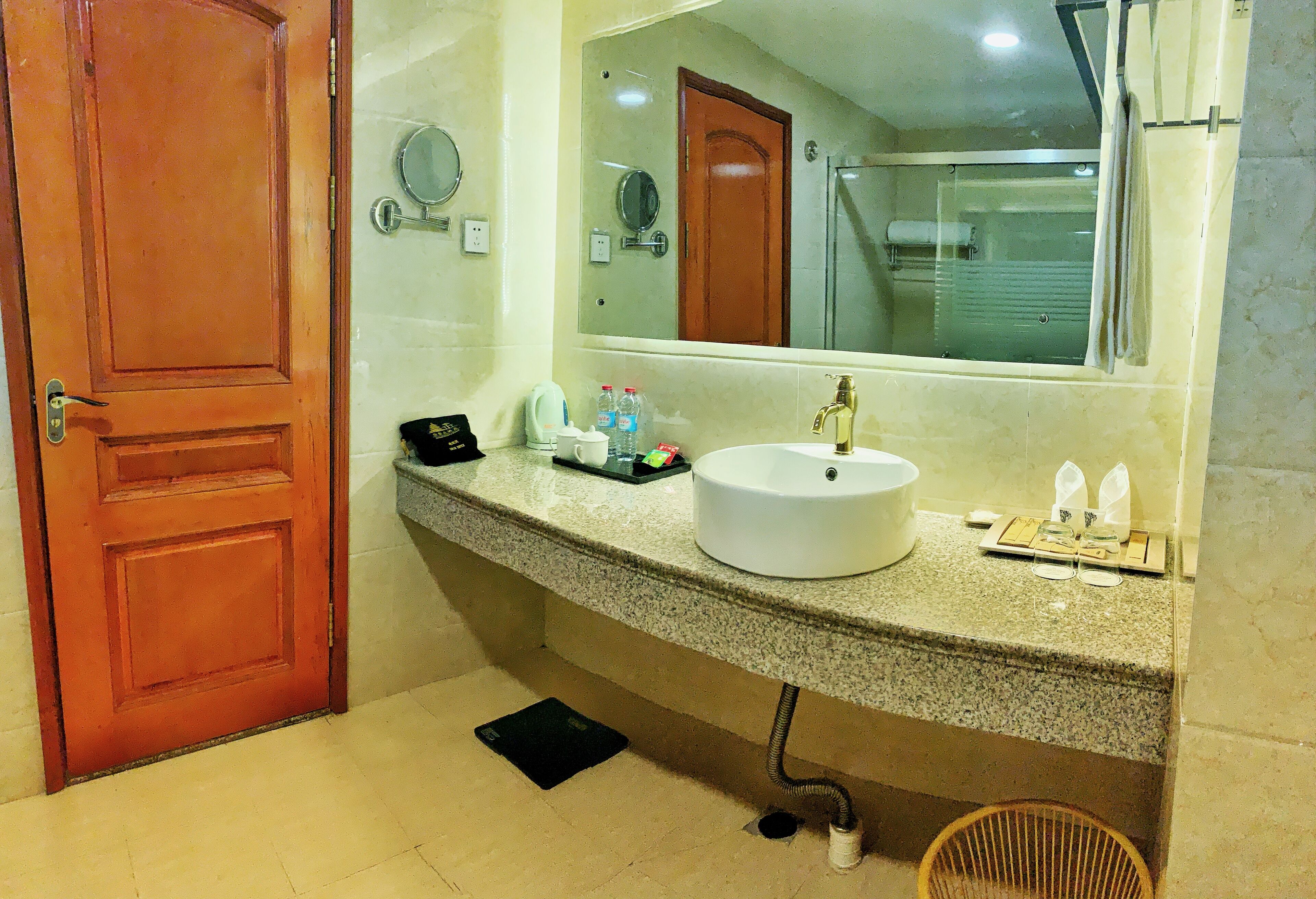 shower, rainfall showerhead, designer toiletries, hair dryer