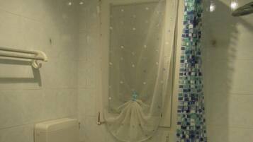 Shower, free toiletries, hair dryer, bathrobes