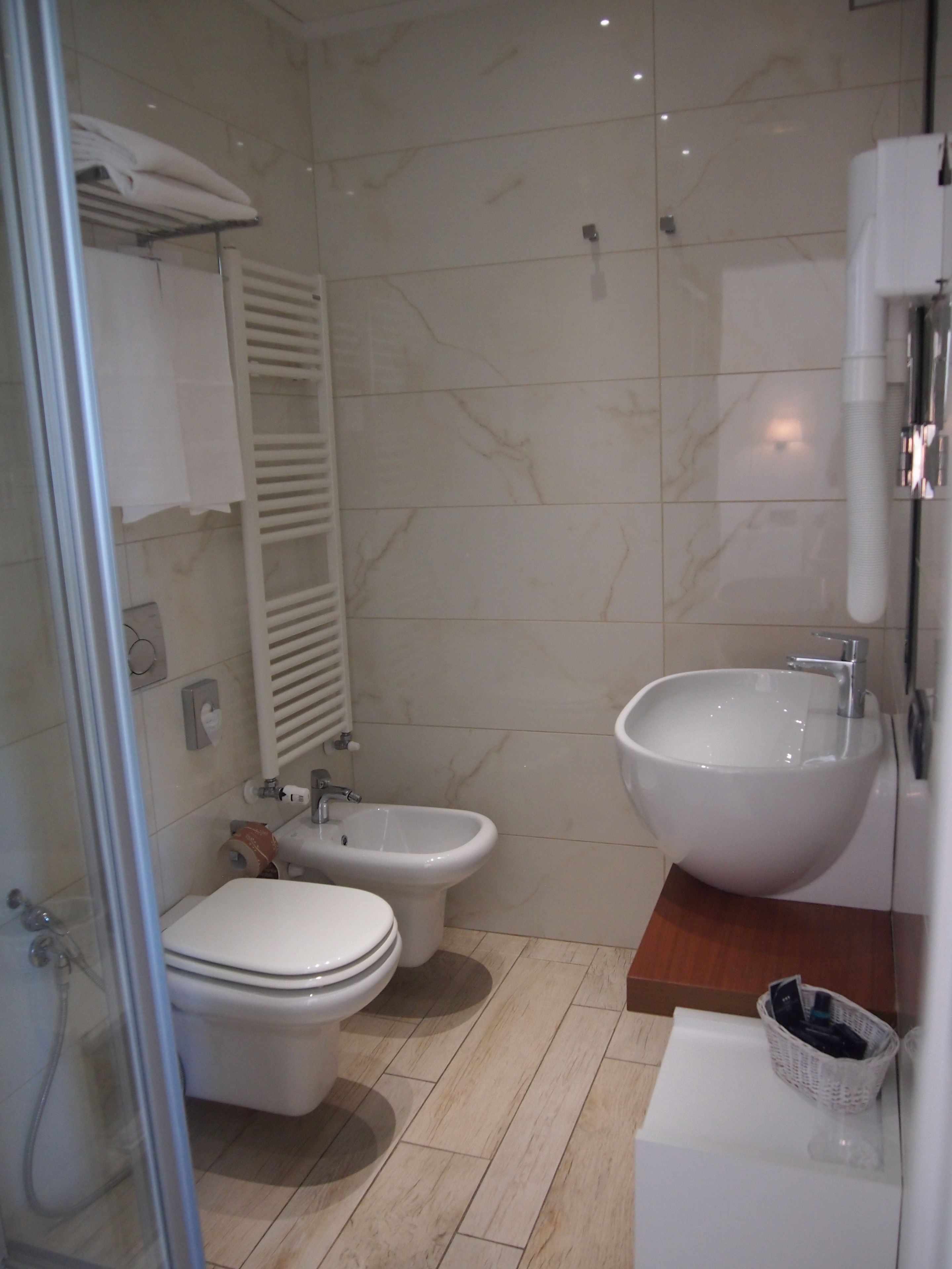comfort single room | bathroom | shower, free toiletries, hair dryer, bidet