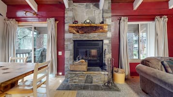 Smart TV, chimenea, reproductor de DVD