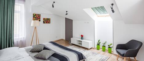 Premium bedding, desk, soundproofing, iron/ironing board
