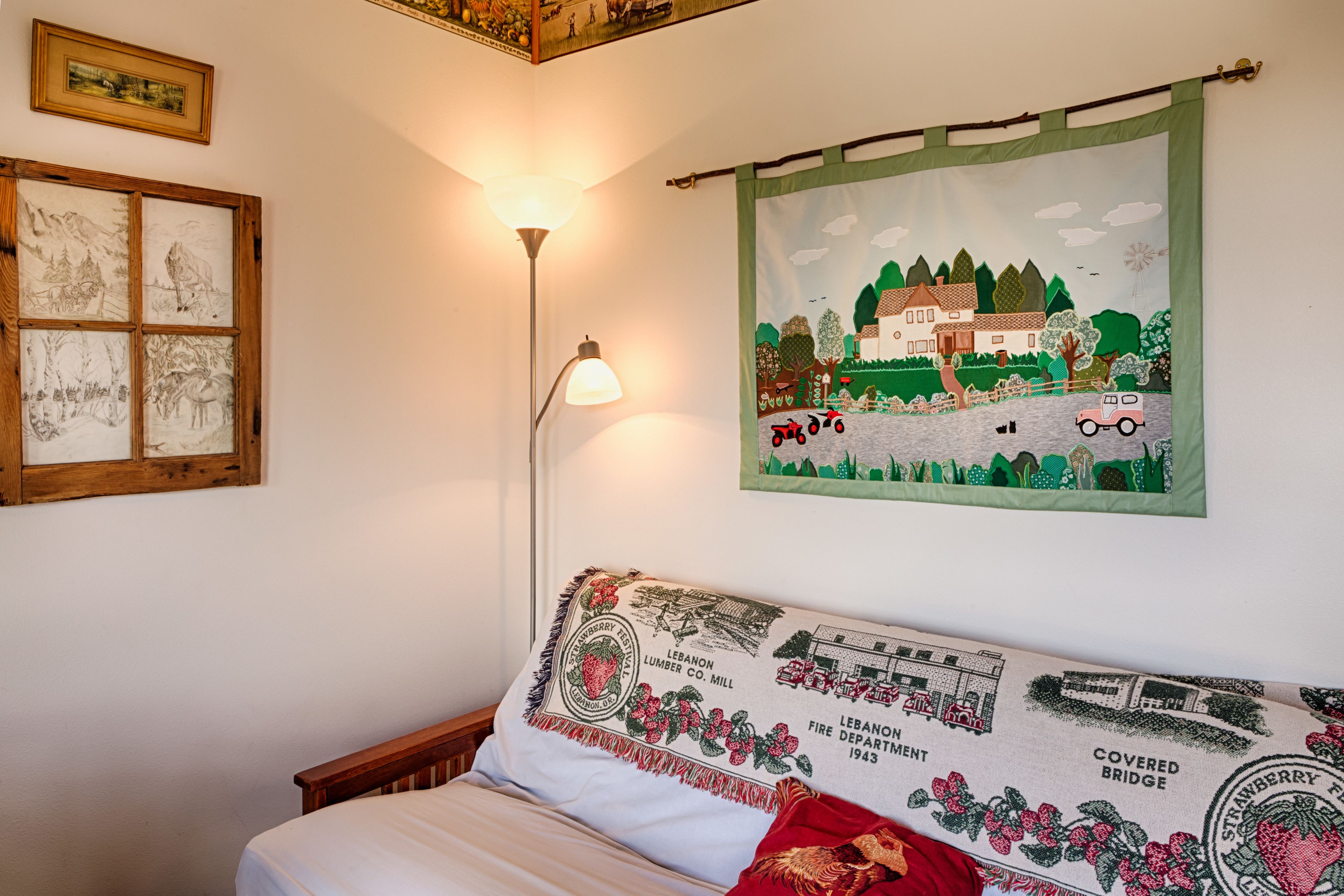 Comfort Cabin, 1 Bedroom, Kitchen, Mountain View | Living area | TV, fireplace, DVD player