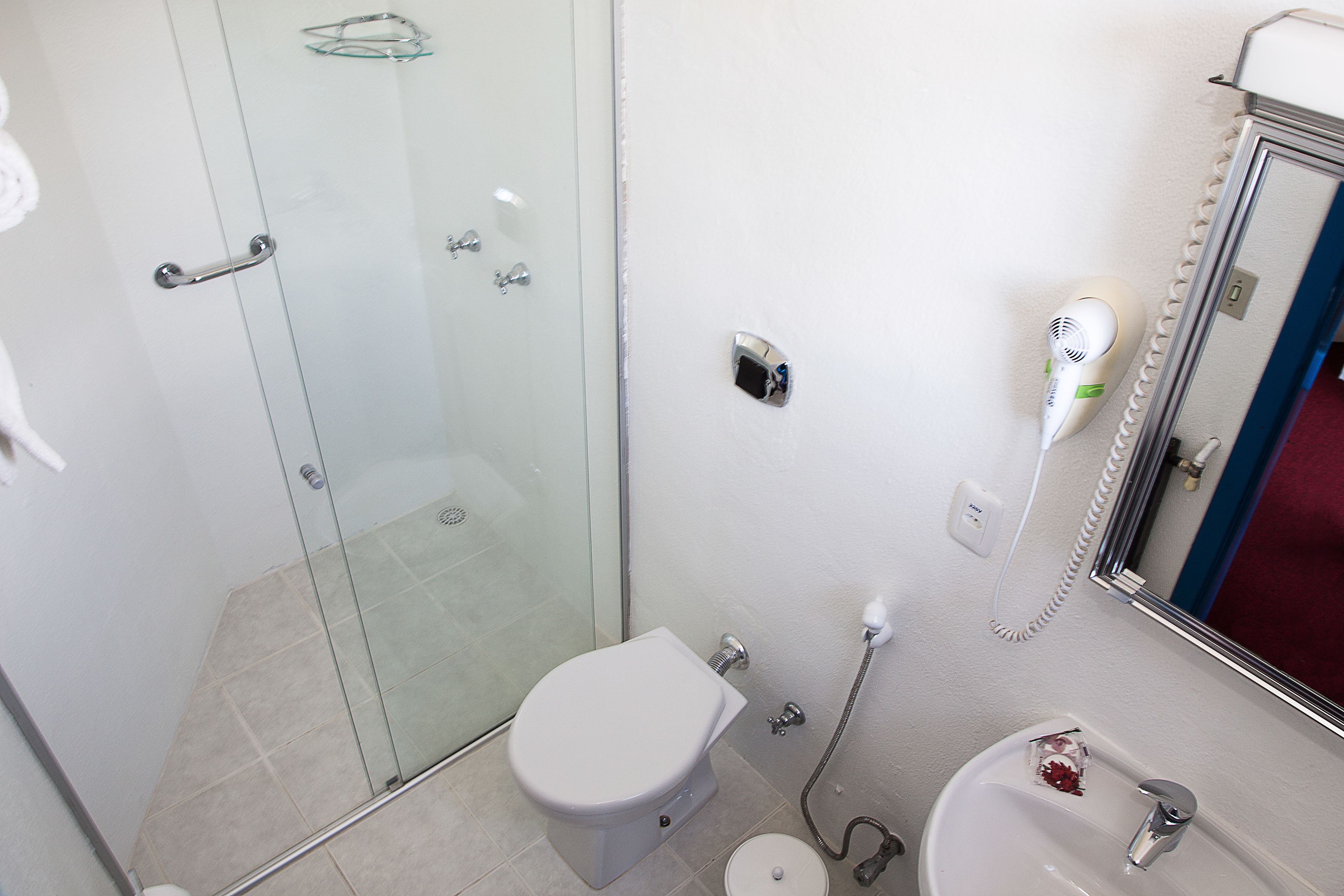 standard apartment | bathroom | shower, free toiletries, hair dryer, towels