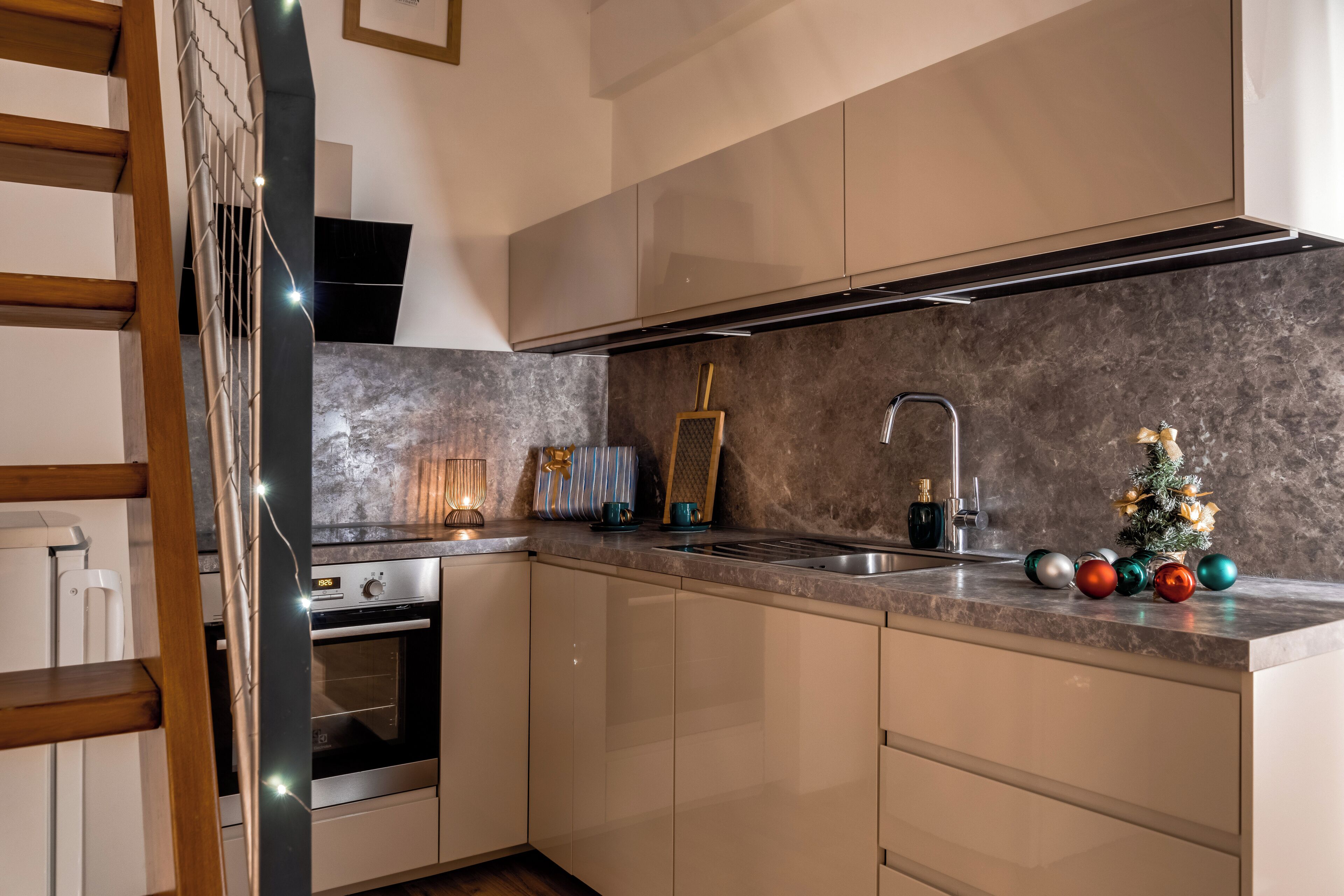 Studio – deluxe | Eget kjøkken | Kjøleskap, mikrobølgeovn, ovn og kokeplater