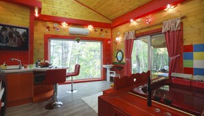 Studio (Yellow Castle) | Living area | Flat-screen TV - Castle of Magic Pension (Hoengseong)