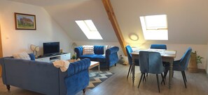 TV, DVD player, ping pong, books