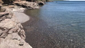 Un littoral rocheux bordé d’une eau claire et d’une forêt dense.