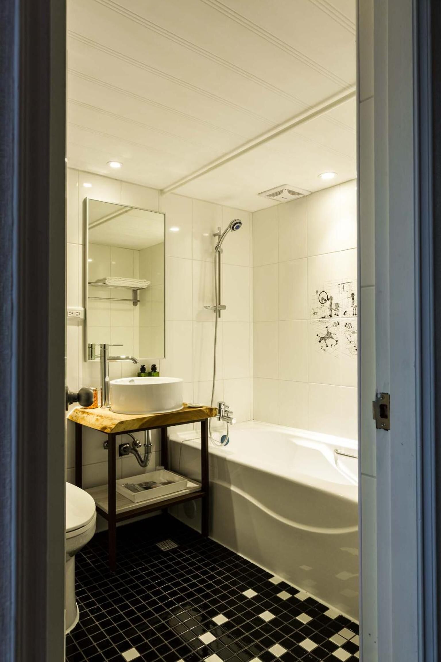 free toiletries, hair dryer, slippers, towels