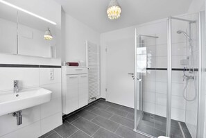 シャワー、ヘアドライヤー、石鹸、トイレットペーパー
