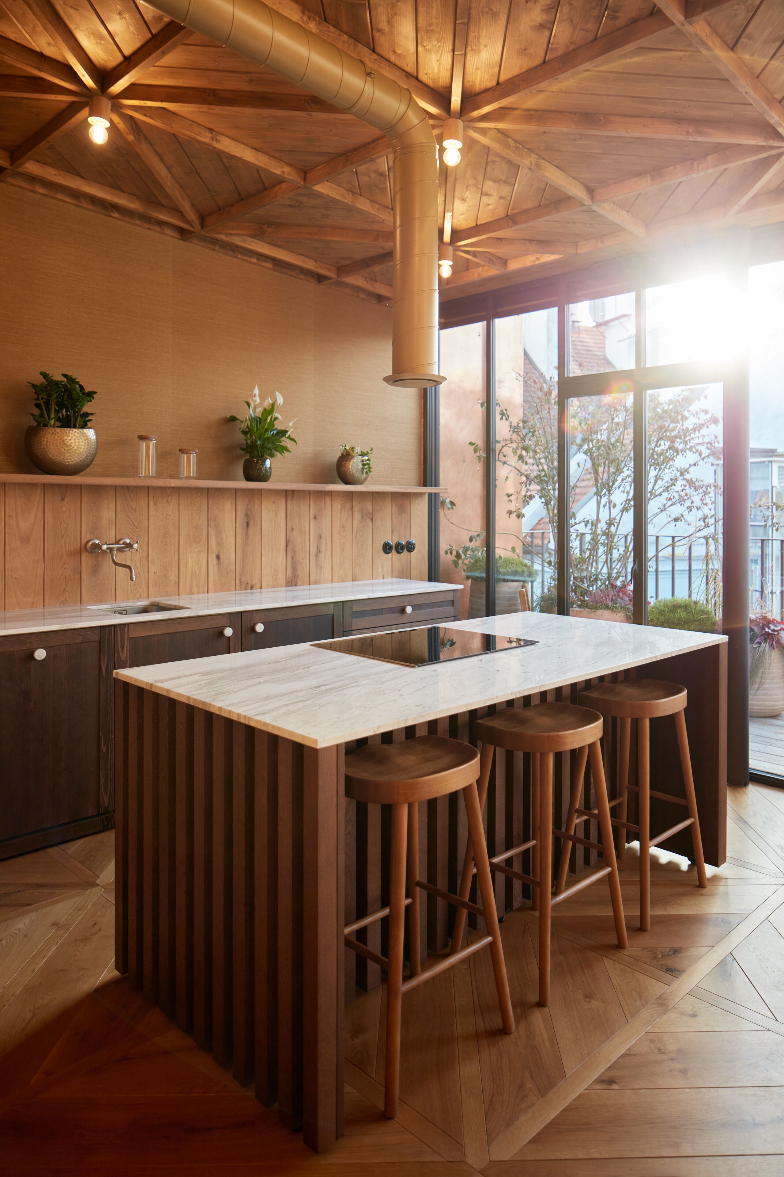 Designovy apartman, 2 loznice, terasa, Executive patro (Joy) | Eget kjøkken | Kjøleskap, kokeplater, kaffetrakter/tekoker og vannkoker